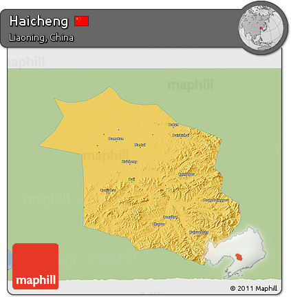 Savanna Style 3D Map of Haicheng, single color outside