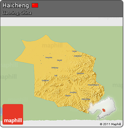 Savanna Style 3D Map of Haicheng, single color outside