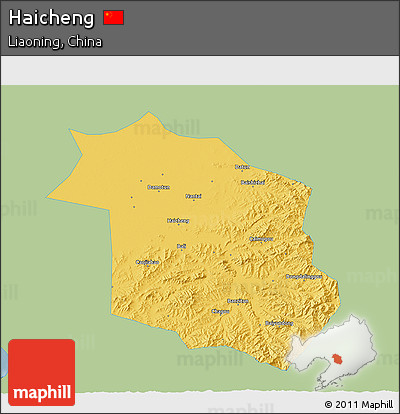 Savanna Style 3D Map of Haicheng, single color outside