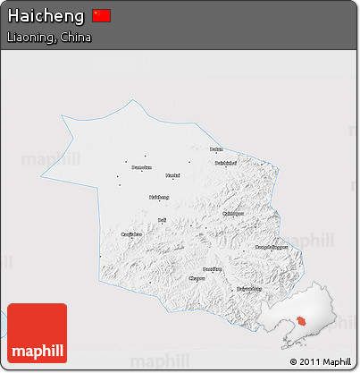 Silver Style 3D Map of Haicheng, single color outside