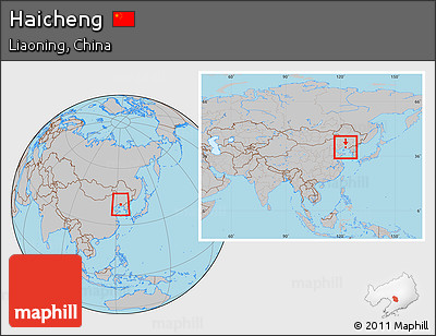 Gray Location Map of Haicheng, within the entire country