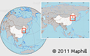 Gray Location Map of Haicheng, highlighted country, within the entire country