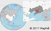 Gray Location Map of Haicheng, highlighted country, highlighted parent region