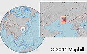 Gray Location Map of Haicheng, hill shading