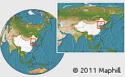 Satellite Location Map of Haicheng, highlighted country, within the entire country