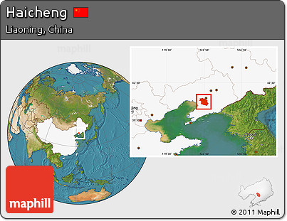 Satellite Location Map of Haicheng, highlighted country