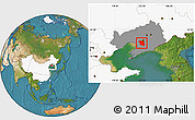 Satellite Location Map of Haicheng, highlighted country, highlighted parent region