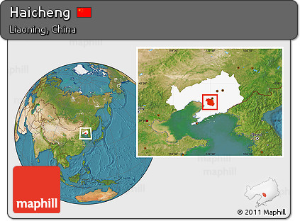 Satellite Location Map of Haicheng, highlighted parent region