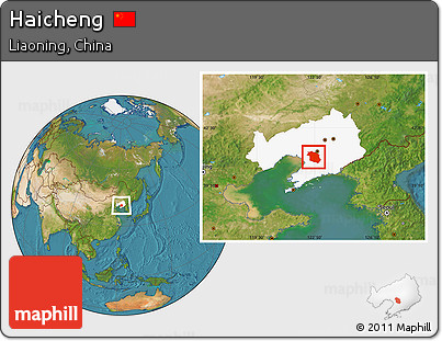 Satellite Location Map of Haicheng, highlighted parent region