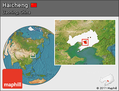 Satellite Location Map of Haicheng, highlighted parent region