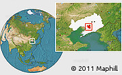Satellite Location Map of Haicheng, highlighted parent region