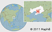Savanna Style Location Map of Haicheng, highlighted parent region, hill shading