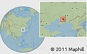 Savanna Style Location Map of Haicheng, hill shading