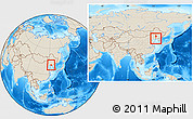 Shaded Relief Location Map of Haicheng, within the entire country