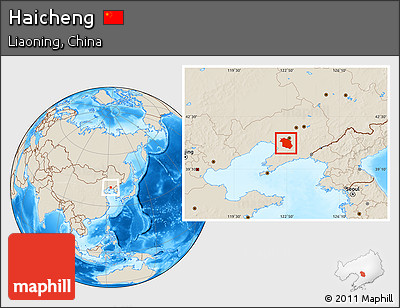 Shaded Relief Location Map of Haicheng