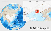 Shaded Relief Location Map of Haicheng, highlighted country