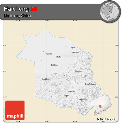 Classic Style Map of Haicheng, single color outside
