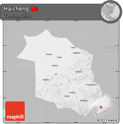 Gray Map of Haicheng, single color outside