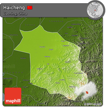 Physical Map of Haicheng, darken