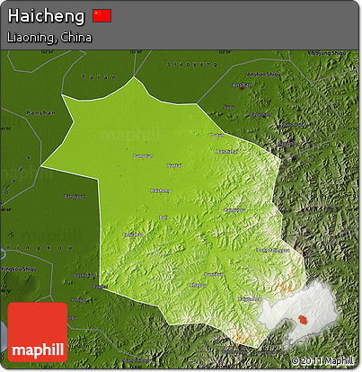 Physical Map of Haicheng, darken