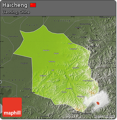 Physical Map of Haicheng, darken, semi-desaturated