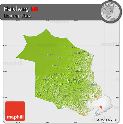Physical Map of Haicheng, single color outside