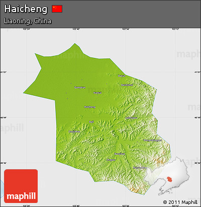 Physical Map of Haicheng, single color outside