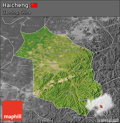 Satellite Map of Haicheng, desaturated