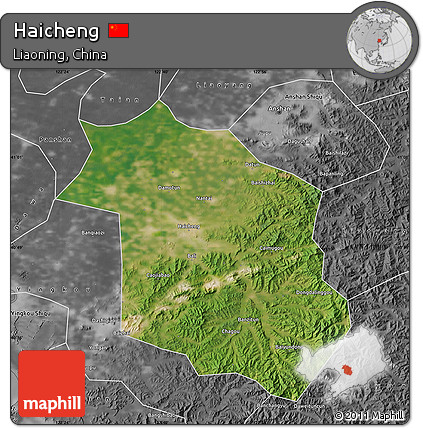 Satellite Map of Haicheng, desaturated
