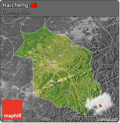 Satellite Map of Haicheng, desaturated