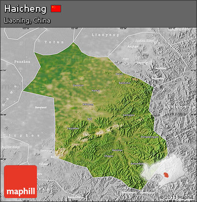Satellite Map of Haicheng, lighten, desaturated