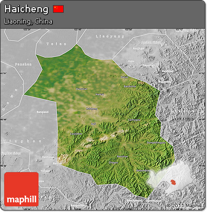 Satellite Map of Haicheng, lighten, desaturated