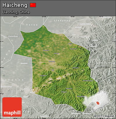 Satellite Map of Haicheng, lighten, semi-desaturated