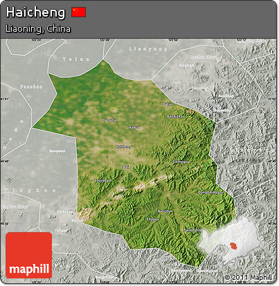Satellite Map of Haicheng, lighten, semi-desaturated