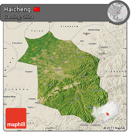 Satellite Map of Haicheng, shaded relief outside