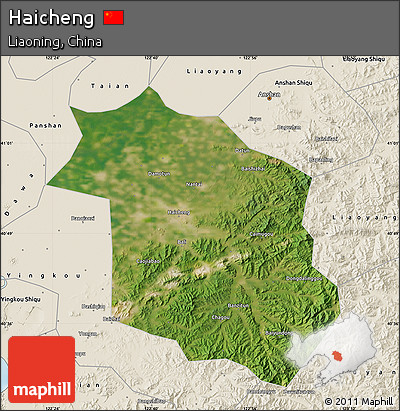 Satellite Map of Haicheng, shaded relief outside