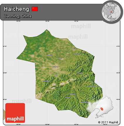 Satellite Map of Haicheng, single color outside