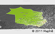 Physical Panoramic Map of Haicheng, darken, desaturated