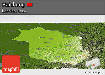 Physical Panoramic Map of Haicheng, darken
