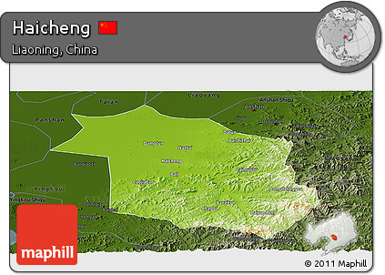Physical Panoramic Map of Haicheng, darken