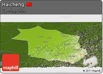 Physical Panoramic Map of Haicheng, darken