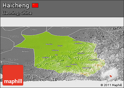 Physical Panoramic Map of Haicheng, desaturated