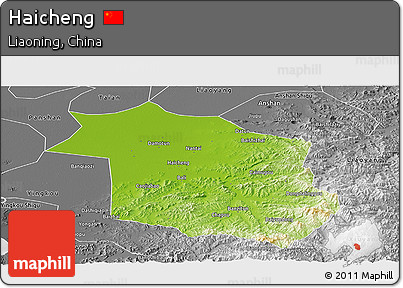 Physical Panoramic Map of Haicheng, desaturated