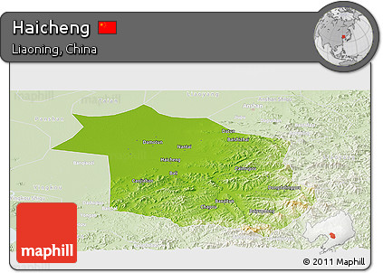 Physical Panoramic Map of Haicheng, lighten