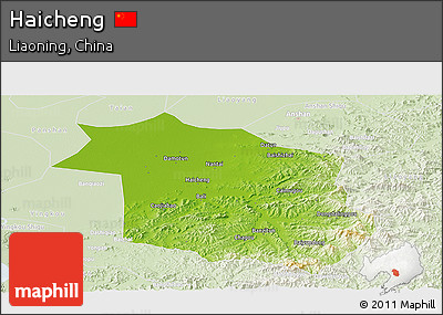 Physical Panoramic Map of Haicheng, lighten