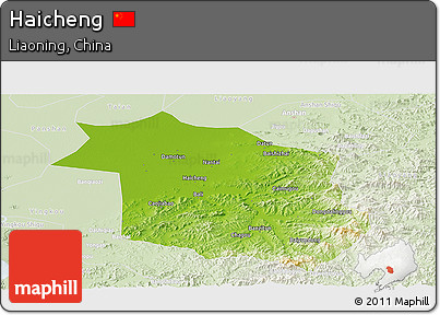 Physical Panoramic Map of Haicheng, lighten