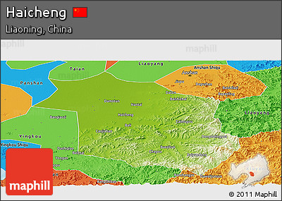Physical Panoramic Map of Haicheng, political outside