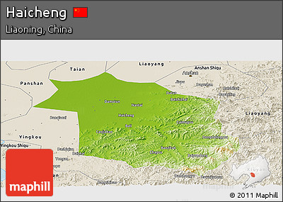 Physical Panoramic Map of Haicheng, shaded relief outside