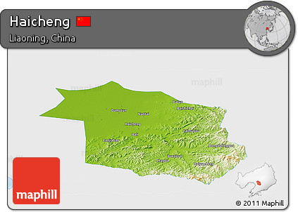 Physical Panoramic Map of Haicheng, single color outside
