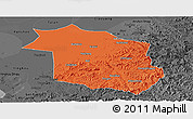 Political Panoramic Map of Haicheng, darken, desaturated